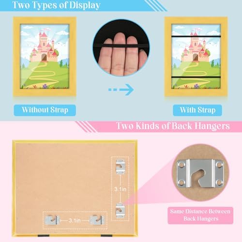 [2-Pack] Kids Art Frames, 8.5x11 Front Opening Kids Artwork Frames Changeable, Milk Yellow Artwork Display Storage Frame for Wall, Holds 50 Pcs, for 3D Picture, Crafts, Children Drawing, Hanging Art,