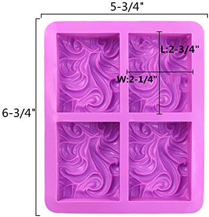 2PCS Sea Wave Silicone Soap Molds, 4-Cavity Rectangular | Wave Silicone Molds,for Homemade Soaps,Chocolate Jelly Pudding Mousse Cake Making