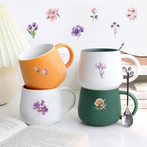 100 Pieces Natural Flower Stickers for Scrapbooking, Self-Adhesive Scrapbooking Stickers Supplies Journal Stuffers for Adult Card Making Letters DIY (Flower-100)