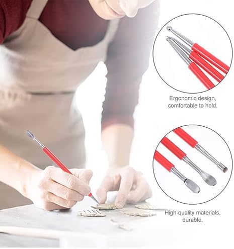 HLGHLG 3 PCS Leather Stamping Tools Set, Professional Steel Leather Carving & Embossing Tools with Comfortable Rubber Handle for DIY Craft, Modeling Clay