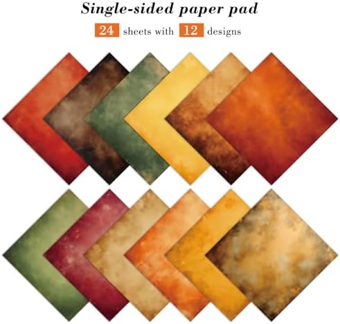 Color Art Scrapbook Paper Pad - 24 Sheets 6x6 in Retro Decorative Cardstock Supplies Decoupage Folded Designed Material Cardmaking Gift Wrapping DIY Planners Junk Journal Photo Album