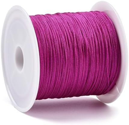 Nylon String for Bracelets, 0.6mm Nylon Cord Nylon Beading Thread 43 Yards Friendship Bracelet String Chinese Knotting Cord for Kumihimo Necklaces Tassels Jewelry Crafts (Camellia)