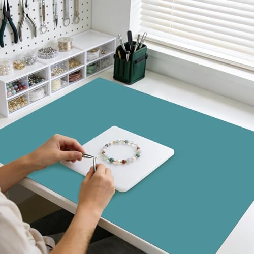 Extra Large Silicone Mat, 31.5x16.9 Inch Heat Resistant Mat for Kitchen Counter, Non Stick Silicone Baking Mat for Dough and Pastry, Thick Silicone Pad Countertop Protector, Dark Green