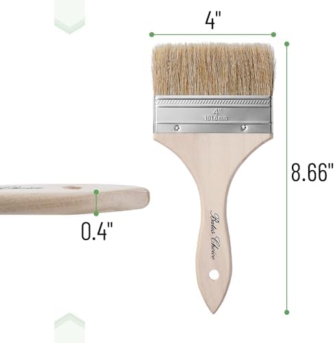 Bates- Chip Paint Brushes for Painting, 4 Inch, 48 Pack, Wood Handle, Natural Bristle Paint Brush