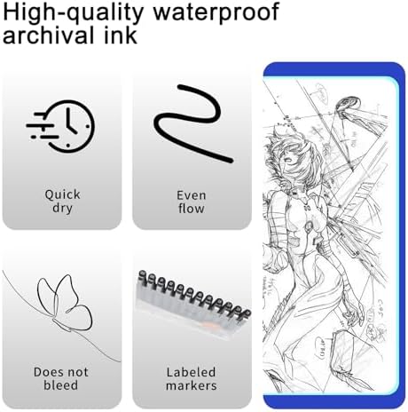 EYEYE Micro Pen Black Drawing Art Pens,6 Pack 0.25mm Archival Pen Waterproof Ink Set Artist Supplies Archival Inking Markers Sketch Outline Pens, Precision Drawing and Sketching Kit