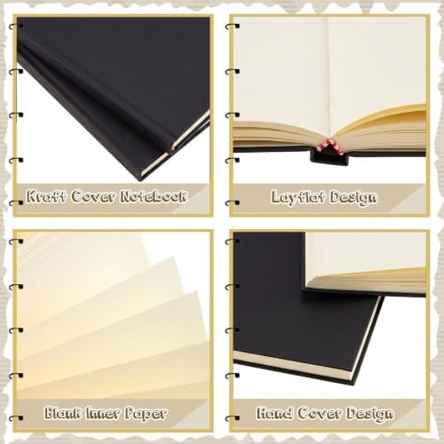 Henoyso 4 Pcs A5 Blank Notebook Journal Hardcover Sketchbook, 8.3 x 5.7 in