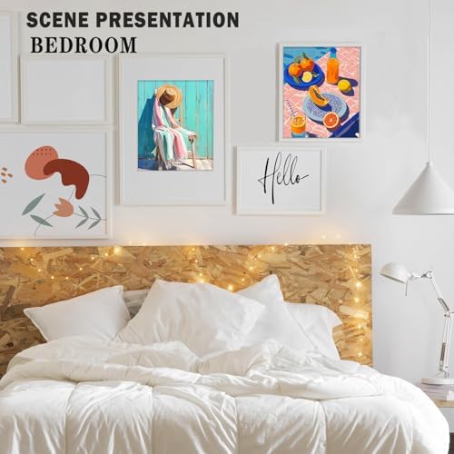 XUNLURY Summer Coastal Diamond Art Kits 2 Pcs, Vibrant Citrus Fruits Straw Hat Beach Diamond Painting Kits for Adults Beginners, Full Drill Diamonds Dots for Home Decor, 9.8x11.8 Inch