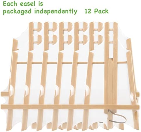 12Pack Wooden Tabletop Easel for Painting and Display, 11.8" Small Portable A-Frame Tripod Stand for 8x10 and 11x14 Canvas, Desk Easel for Photos, Students Kids Beginners
