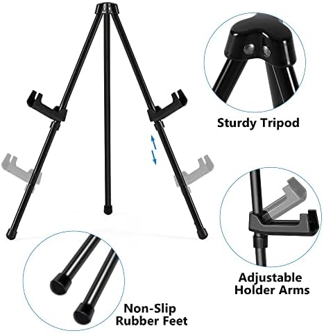 14" Tabletop Instant Display Easel, Black Steel Tripod Easel Stand(6 Pack)