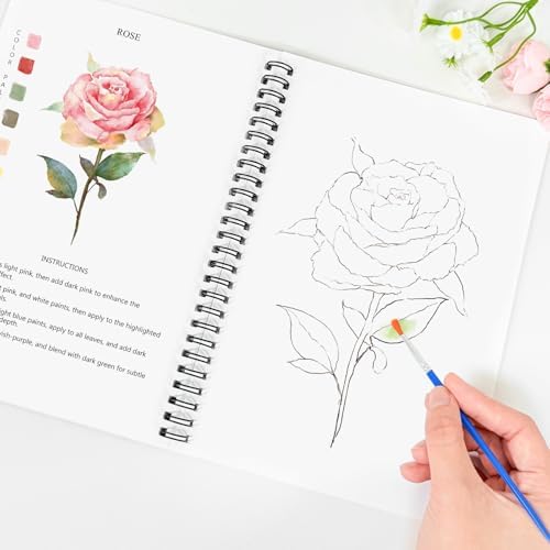 Watercolor Workbooks Plants, 15 Beautiful Paintings for Water Color Book Adult, Watercolor Coloring Book for Beginners, Watercolor Workbook for Adults Teens (Without Palette, Plants)