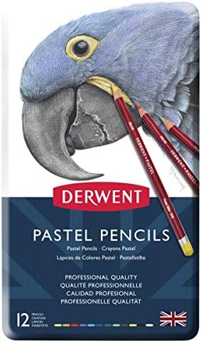 Derwent Pastel Pencils, 4mm Core, Metal Tin, 12 Count (32991)