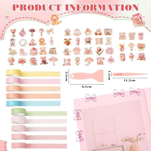 FunooFuno 155 Pcs Scrapbooking Supplies Kit with Storage Box, Coquette