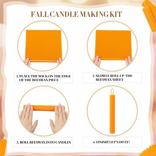 Yuntau 24 Pcs Beeswax Candle Making Kit, 8 x 8 Inches, Orange