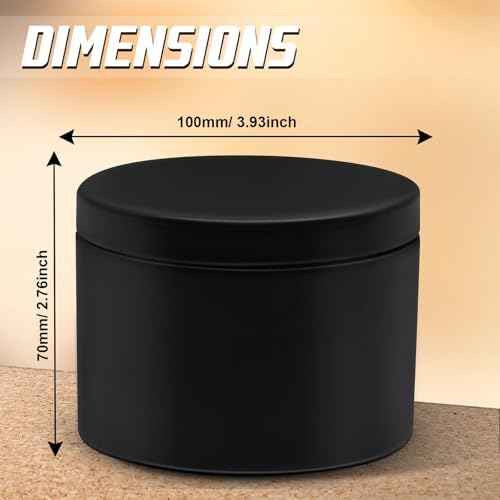 12-Pack 12oz Candle Tins with Lids, Metal Candle Jars for Candle Making, Empty Containers Vessels Bulk for Small Business & Beginners DIY Storage -Black