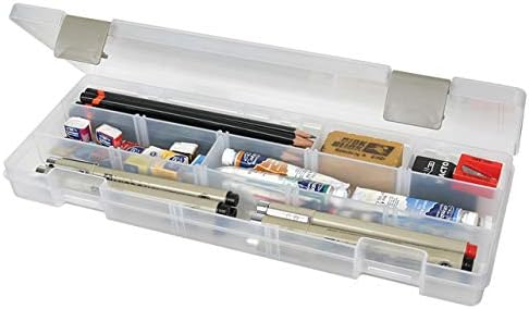 ArtBin 3900AB Solutions Extra Long Box, Art & Craft Organizer with Removable Dividers, [1] Plastic Storage Case, Clear , 12.4" x 4.9"