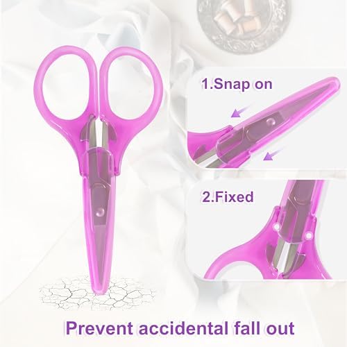 10 Pcs Small Scissors All Purpose, Stainless Steel Sharp Mini Detail Craft Scissors with Protective Cover for Embroidery, Paper Cutting, Sewing, Knitting, Crafting, 3.5" (Pack of 3)