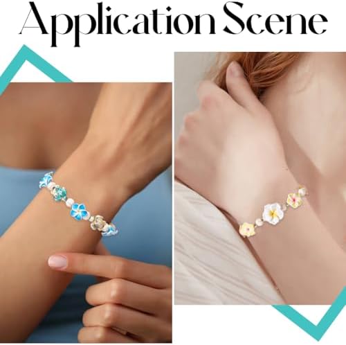 SUNNYCLUE 1 Box 159Pcs DIY 6 Sets Bracelet Making Kits Plumeria Flower Beads Polymer Clay Hawaiian Flowers Starfish Sea Turtle Beach Ocean Summer Beads for Jewelry Making Kits Adult Women Gifts