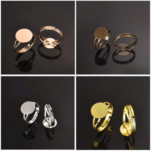 LANBEIDE 40-Pc Adjustable Ring Blanks in 4 Colors for Jewelry Making