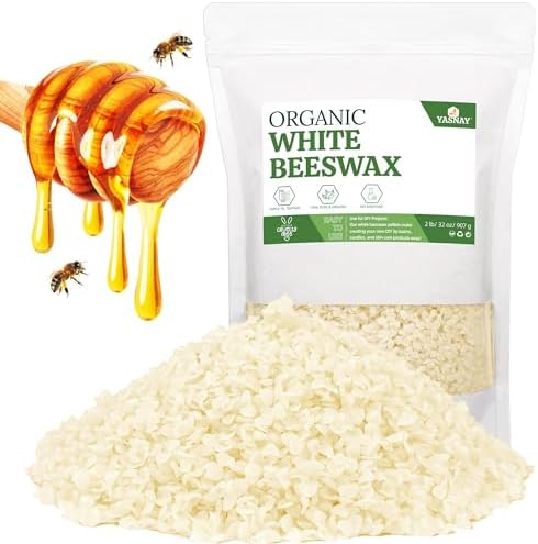 YASNAY White Beeswax Pellets 2LB, Organic Beeswax, Natural Triple Filtered