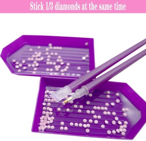 52PCS Purple 5D Diamond Art Painting Tools and Accessories Kits,with 12 Plastic Diamond Art Painting Trays,30pcs Glue Clay,10 Diamond Art Painting pens,Diamond Art Painting DIY Accessories