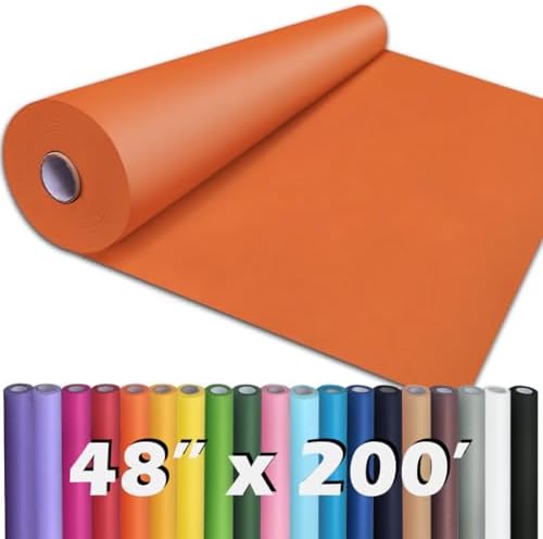 PerkHomy 48" x 2,400" (200') OrangeRed Kraft Paper Roll for Craft Bulletin Board Paper Art Table Covering Crafting Gift Wrapping Bouquet Packing Parcel 80GSM 55LB (OrangeRed, 48" x 200')
