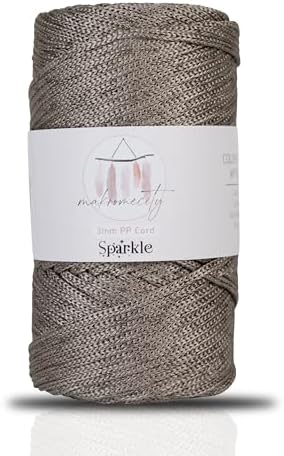 Makromecity Sparkle Polypropylene Macrame Cord 3mm x 131 Yards (394 feet) Premium Polyester Macrame Cord for Macrame Art & Crafts for Wall Hangings, Bags, Underplate, Rug