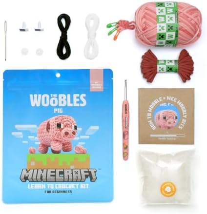 The Woobles Minecraft Crochet Kit for Beginners (Pig)