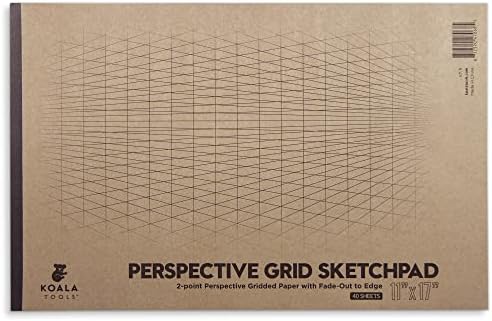 Koala Tools | Drawing Perspective (1 and 2-Point) Large Sketch Pad (2 Point - 11 x 17)