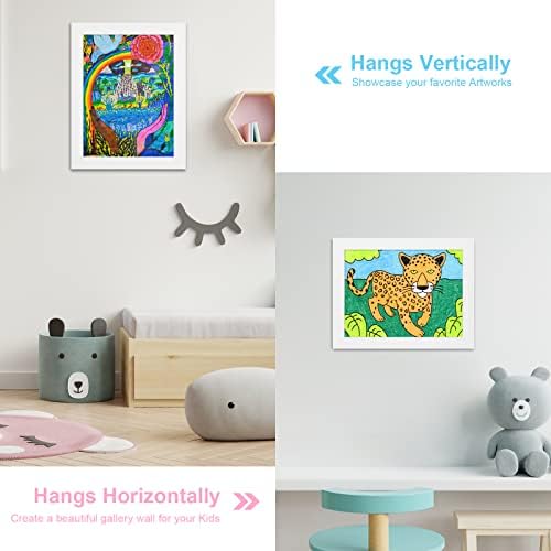 [2Pack] Kids Art Frames, 9x12 Front Opening Kids Artwork Frames Changeable, White Artwork Display Storage Frame for Wall, Holds 50 Pcs, for 3D Picture, Crafts, Children Drawing, Hanging Art, Portfolio