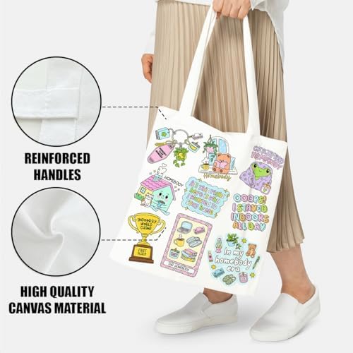 Canvas Tote Bag Gifts for Women Music Dance Sewing Lovers, Double-Sided Print Bags