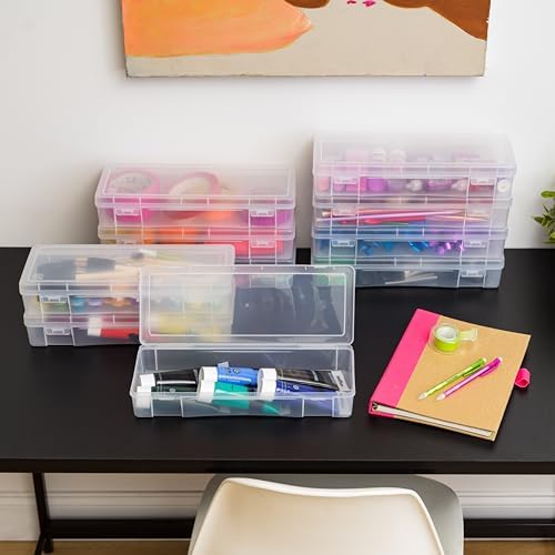 IRIS USA Clear Cases |Made in USA| Plastic Box Organizers (10-Pack)- Large