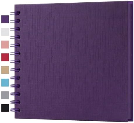 potricher 7 x 7 Inch Small DIY Scrapbook Photo Album 40 Pages, Purple | Thick Kraft Paper Scrap Book Photo Albums, Memory Book for Wedding, Anniversary, Baby, Family, Travel, DIY Projects