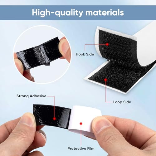 20Ft x 1.5 Inch Hook and Loop Tape Strips with Adhesive, Heavy Duty Sticky Back Nylon Strips for Home, Office, School, Crafting & DIY Projects, Double Sided Strips - Adhesive Fastening Tape