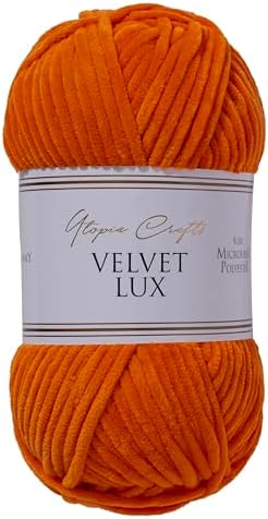 Velvet Lux Chenille Yarn for Crocheting and Knitting, 2 Pack Bulk Chunky Yarn, Super Soft Velvet Yarn for Amigurumi, Baby Blankets & Home Decor — 100g/120yds per Skein (Rusty Orange)