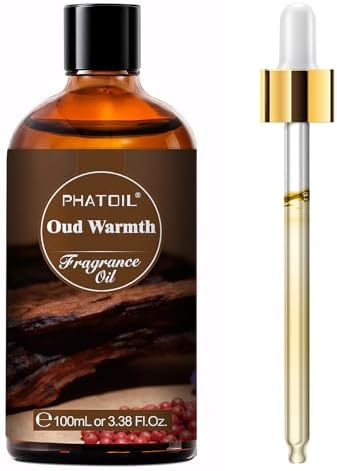 PHATOIL Oud Warmth Fragrance Oil for Diffuser Aromatherapy 3.38FL.OZ | Long Lasting Scented Oils For Humidifier, Air Freshener, DIY Soap Candle, Scent Project Making, Aroma Oil for Home Freshening