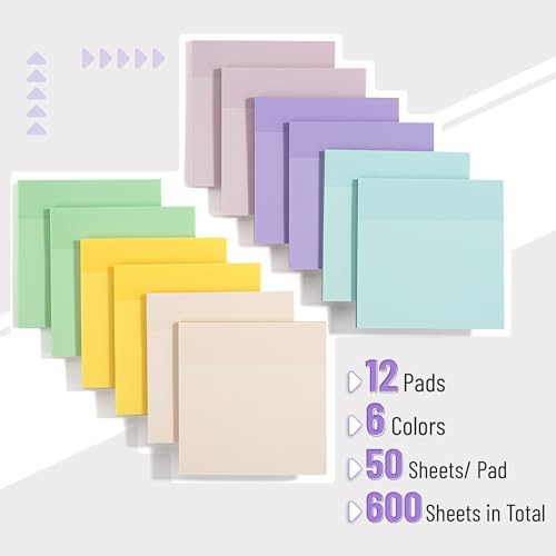 Mr. Pen- Transparent Sticky Notes, 3" x 3", 12 Pads, 600 Sheets | See Through Self-Adhesive Notes for Bible Journaling and Studying, Water-Resistant, Easy to Peel, Clean Removal