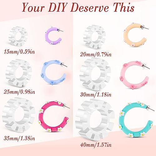 Tanlade 14 Pcs Polymer Clay Molds & Cutters - 6 Sizes Hoop Guides with 30 Pcs Studs Earrings for Jewelry Making
