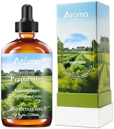 Peppermint Oil with Premium Gift Box - Peppermint Essential Oils for Diffusers - 4 Fl Oz 100% Pure Natural - Gift-Ready Box - Gifts for Women