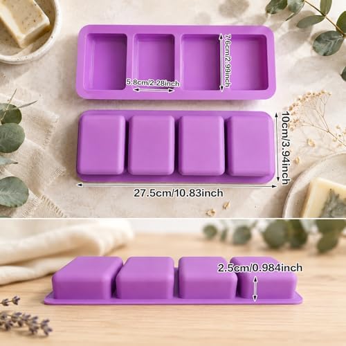 3 Pack Rectangle Silicone Mold Rectangle Silicone Soap Mold Rectangles Handmade Soap Making Mold Rectangles Silicone Molds for Soap Candle Lotion Bath Bombs Resin Wax Cake Chocolate Candy