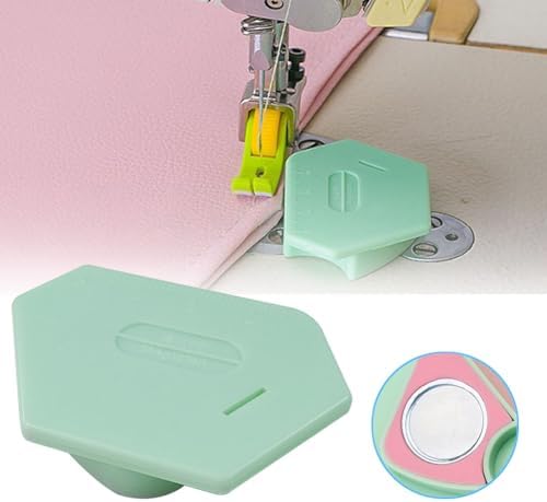 Magnetic Seam Guide for Sewing Machine, Multi-Purpose Tool Polygonal Strong Magnetic Gauge, Multifucntional Seam Guide Hemmer with Scale, Sewing Accessories and Supplies (Green)