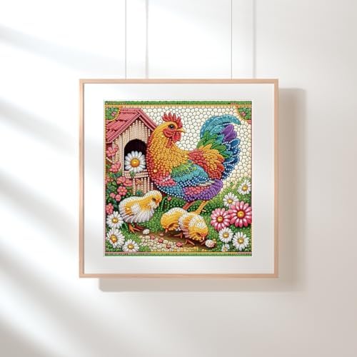 Bloomthread Chicken Diamond Painting Kits for Adults – Partial Drill Diamond Art Painting Kits for Holiday Gifts and Home Decor 12x12 Inches (Chicken)