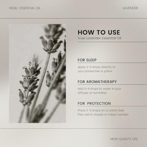 HIQILI Lavender Essential Oil for Diffuser, Aromatherapy & Air Freshening