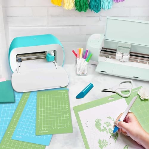 IModeur 8 Pack Cutting Mats - (4.5x6.5In, 4.5x12In) Green & Blue Cutting Mats for Cutting machine Accessories (4 Small & 4 Big Mats)