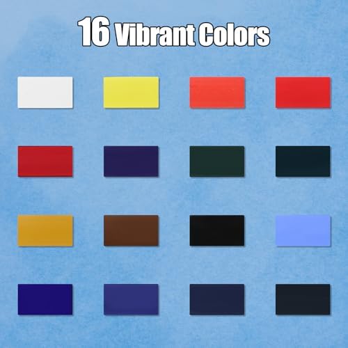 16 Colors Large Block Watercolor Paint Set for Watercolors Workbook, Portable Water Colors Paint Kit with 2 Paintbrushes 1 Waterbrush, for Adult Painting Beginners & Professional Amateur Hobbyists