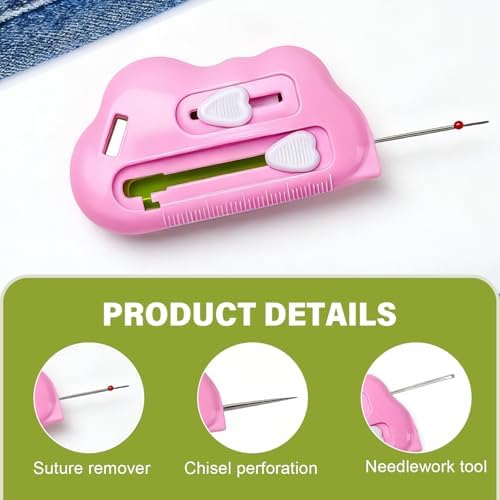 3 in 1 Magnetic Seam Guide for Sewing Machine with Seam Rippers & Needle Threader, 2026 New Multifunctional Magnetic Sewing Guide Hemmer with Scale Universal Sewing Supplies & Accessories (Green -A)