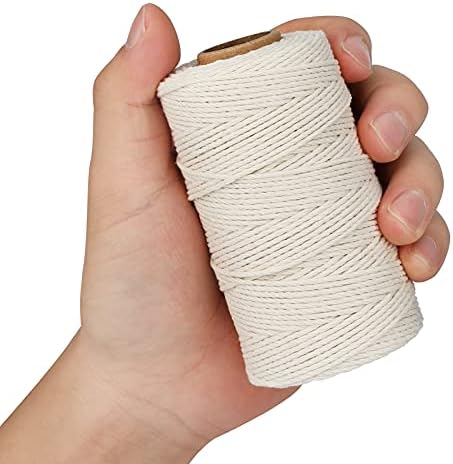 jijAcraft Cotton Butchers Twine, 328 Feet - 3Ply 2mm Thick Beige Twine for Meat, Sausages, Crafting & Home Decor