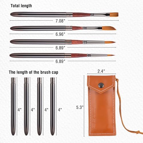 Falling in Art 4 Pcs Travel Watercolor Paint Brush Set