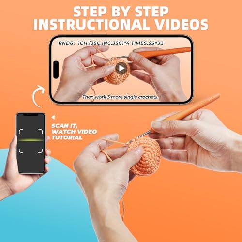 MOREJMTT Crochet kit for Beginners Adults, Learn to Crochet, Include Easy Knitting Soft Yarn, Step-by-Step Video Tutorial, Hook, Holiday Birthday Gift (Orange cat)