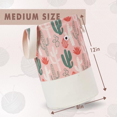 TOGETRUE Yarn Bag, Knitting Crochet Bag, Portable Yarn Storage Bags Organizer for Crocheting Project, Store Skein Ball, Short Knitting Needle (Medium, Cactus)