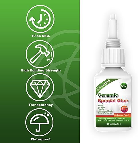 30g Ceramic Glue, Instant Ceramic Super Glue for Porcelain &Pottery